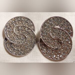 D'Bello Silver Round Bling Rhinestone Earrings New